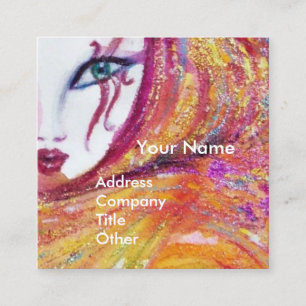 MASK IN GELB MIT ROTE ROSE Schönheit bilden Künstl Quadratische Visitenkarte