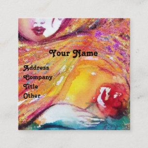MASK IN GELBEN MIT ROTE ROSE Beauty Makeup Artist Quadratische Visitenkarte