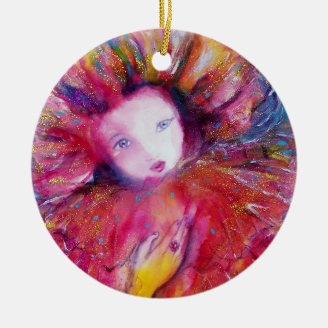 MASK IN ROT, Monogramm Keramik Ornament (Vorne)