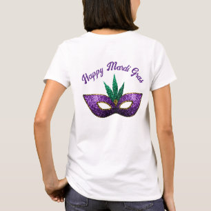 Mask Lila Green Glitzern Happy Mardi Gras 2 Seite T-Shirt