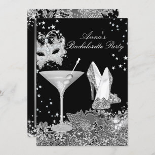 Mask & Silver Jewel Lace Junggeselinnen-Abschied l Einladung