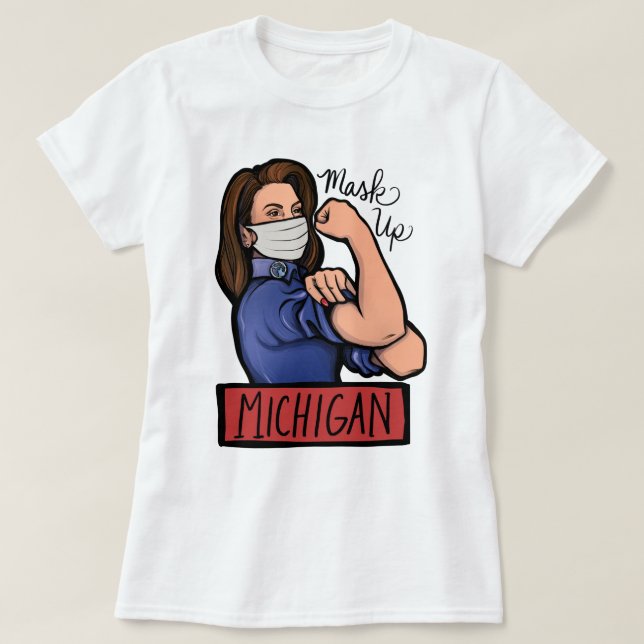 Mask Up Michigan Gretchen Whitmer Michigander T-Shirt (Design vorne)