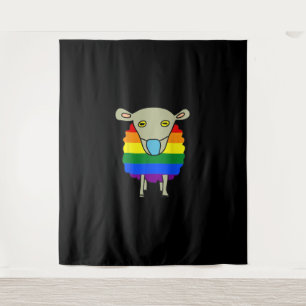 Mask-Wearing Sheep Colorful Sheep Present Wandteppich