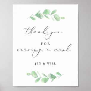 Mask Wearing Wedding Eukalyptus Branch Poster