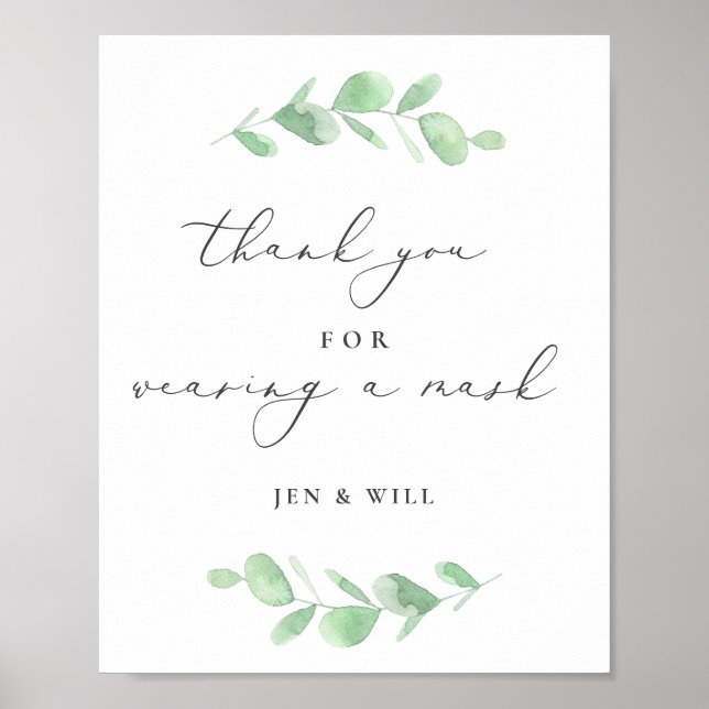 Mask Wearing Wedding Eukalyptus Branch Poster (Vorne)
