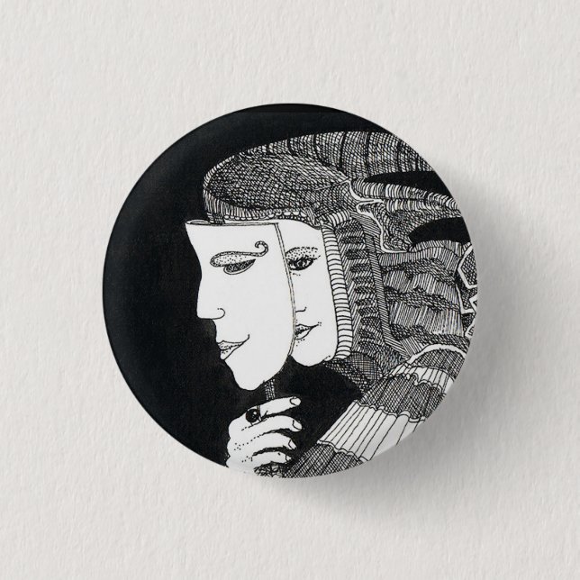 Maske 3 cm Runder Abzeichen Button (Vorderseite)