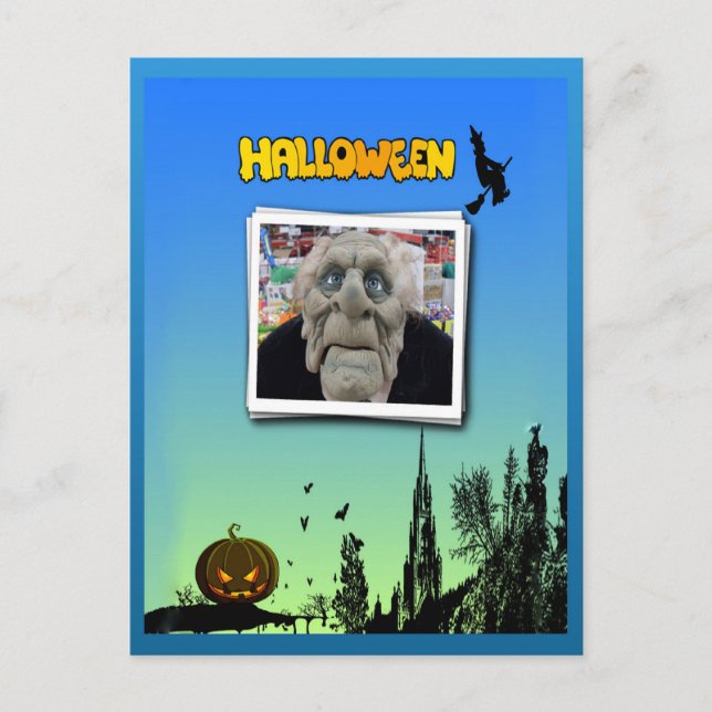 Maske des alten Mannes, Fliegerwitze und Kürbislat Postkarte (Vorderseite)