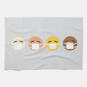 Maske Emoji Faces Maske oben COVID Geschirrtuch