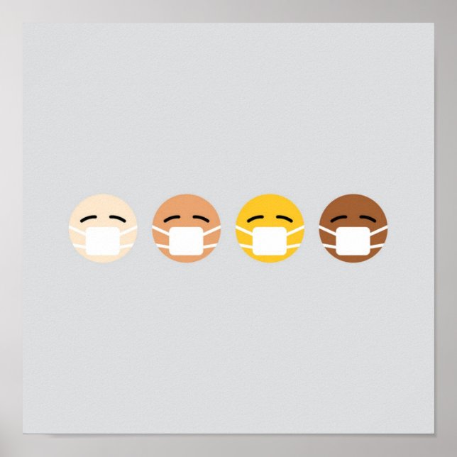 Maske Emoji Faces Maske oben COVID Poster (Vorne)
