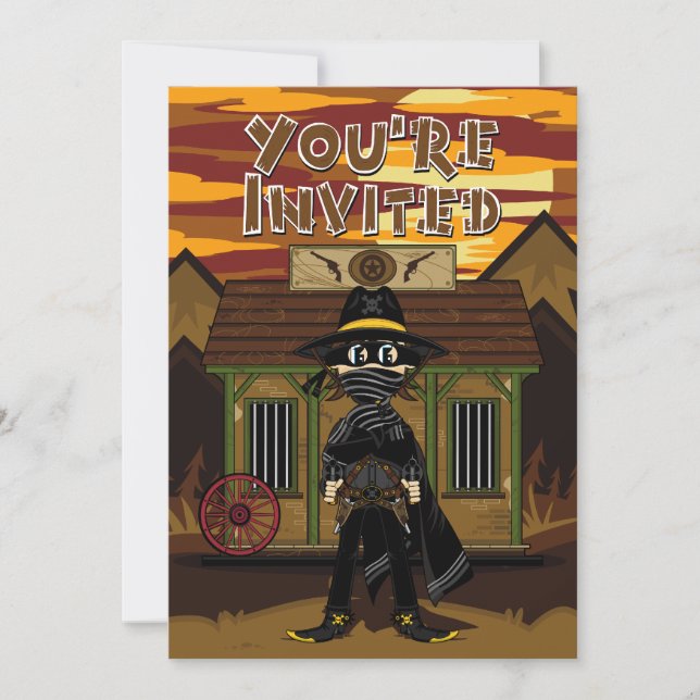 Maske Gunslinger im Gefängnis Party Invite Einladung (Vorderseite)