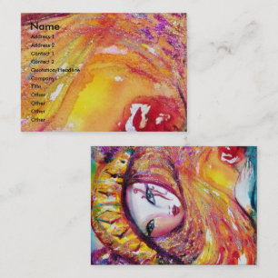 MASKE im GELB MIT ROTE ROSE Schönheit bilden Visitenkarte