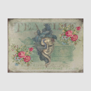 Maske im Vintage-Stil, Blumen, Teestunde Seidenpapier