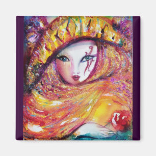 MASKE in der GELBEN/venezianischen Maskerade Magnet