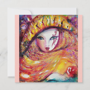 MASKE IN GELB Karneval Masken Maskenball Einladung