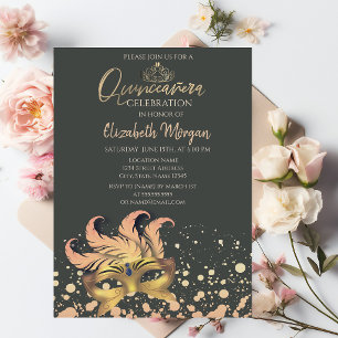 Maske, Konfetti-Punkte Maskerade Quinceañera Einladung