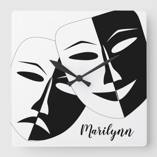 Maske Quadratische Wanduhr (Vorderseite)