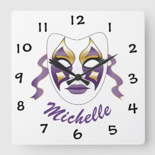 Maske Quadratische Wanduhr