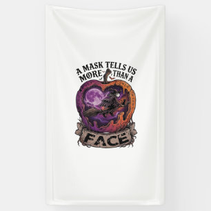 Maske sagt uns mehr als Gesicht Halloween Hexe Apf Banner