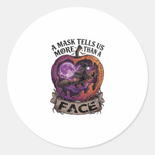 Maske sagt uns mehr als Gesicht Halloween Hexe Apf Runder Aufkleber