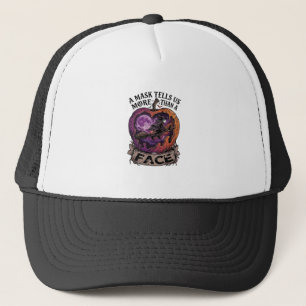 Maske sagt uns mehr als Gesicht Halloween Hexe Apf Truckerkappe