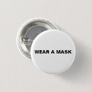 Maske tragen, Schwarz-weiß minimalistisch Button