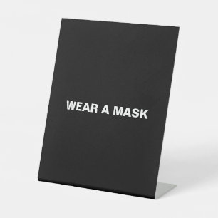 Maske tragen, Schwarz-weiß minimalistisch Sockelschild