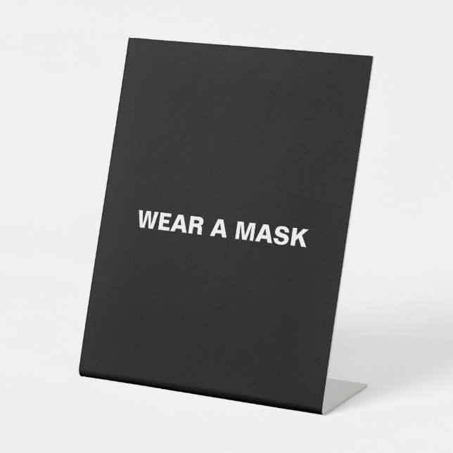Maske tragen, Schwarz-weiß minimalistisch Sockelschild (Vorderseite)