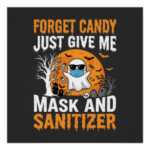 Maske und Desinfektionsmittel Halloween-Geisterdes Poster
