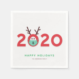 Maske Up Reindeer 2020 Holiday Spaß Serviette