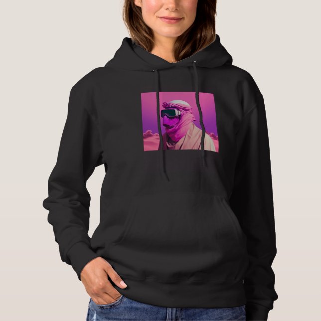 Masked Arab in a Vaporwave Desert Retrowave style Hoodie (Vorderseite)