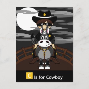 Masked Bad Cowboy & Horse Postcard Postkarte