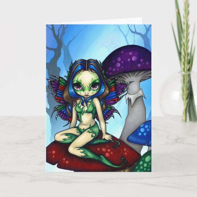"Masked Fairy on Mushrooms" Grußkarte Karte (Vorderseite)