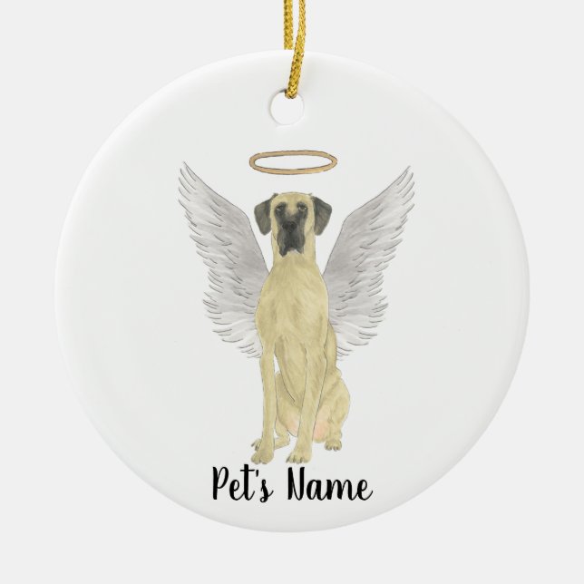 Masked Fawn Great Dane Beileid Memorial Keramik Ornament (Vorne)