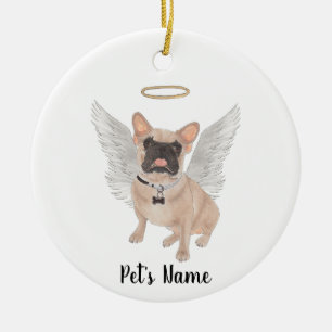 Masked French Bulldog Beileid Memorial Keramik Ornament