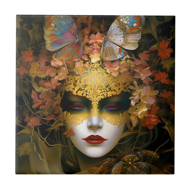 Masked Lady Fantasy Art Fliese (Vorderseite)