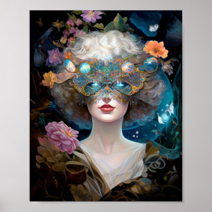 Masked Lady Fantasy Art Poster