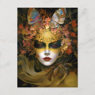 Masked Lady Fantasy Art Postkarte