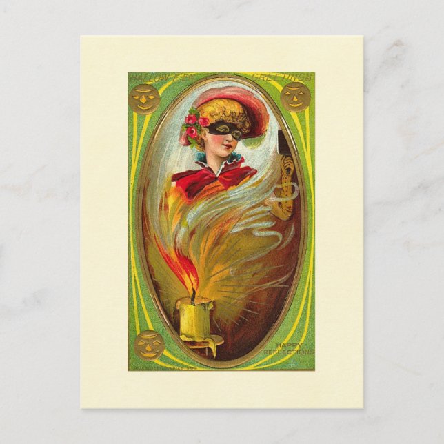 Masked Lady Halloween Greetings Postkarte (Vorderseite)