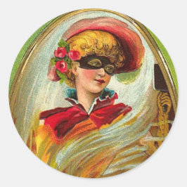 Masked Lady Halloween Greetings Runder Aufkleber