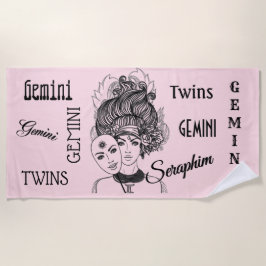 Masked Lady Theater Gemini Zodiac Symbol Strandtuch