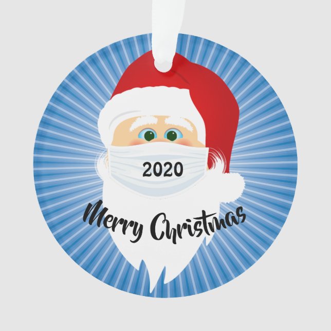 Masked Santa 2020 Blue Sternexplosion Acryl Orname Ornament (Vorderseite)