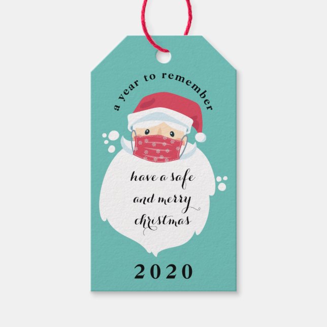 Masked Santa 2020 Weihnachten Geschenkanhänger (Vorderseite)