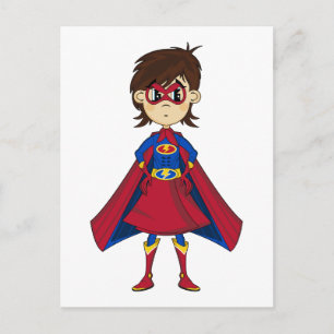 Masked Superhero Girl Postcard Postkarte