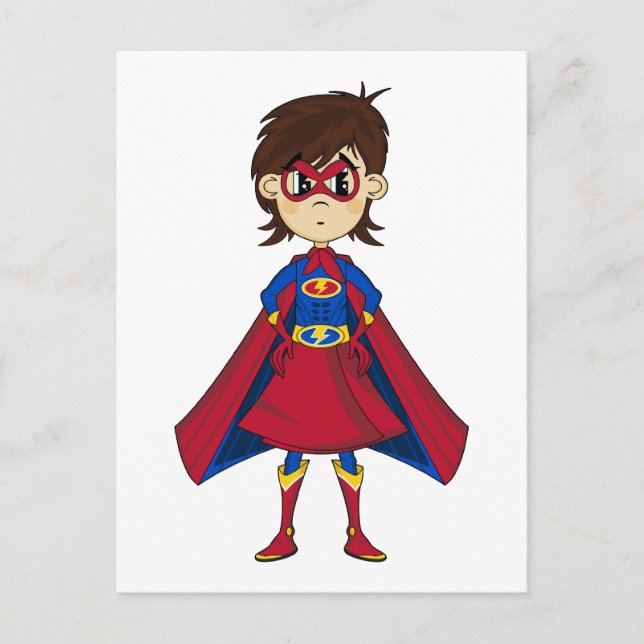Masked Superhero Girl Postcard Postkarte (Vorderseite)
