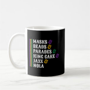 Masken Beads Parades King Cake Jazz Nola Mardi Gra Kaffeetasse