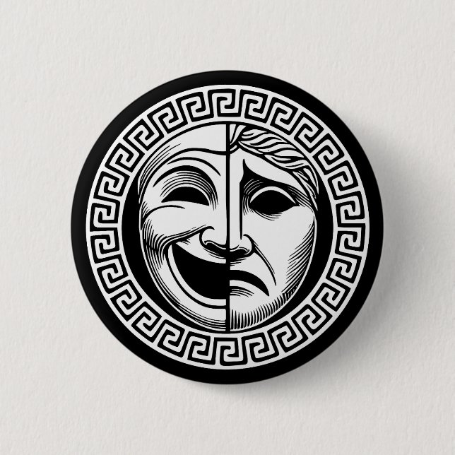 Masken des antiken griechischen Theaters Button (Vorderseite)