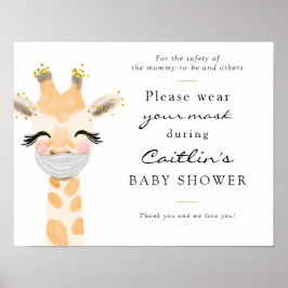 Masken Erforderliches Baby-Giraffe-Duschzeichen Poster