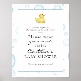 Masken erforderliches Baby-Rubber-Duck-Duckschild Poster