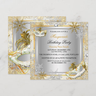 Masken Gold Silber Schneeflocken Masken Party 2 Einladung