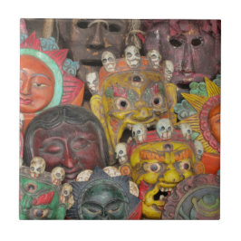 Masken in Boudhanath, Kathmandu Tile Fliese